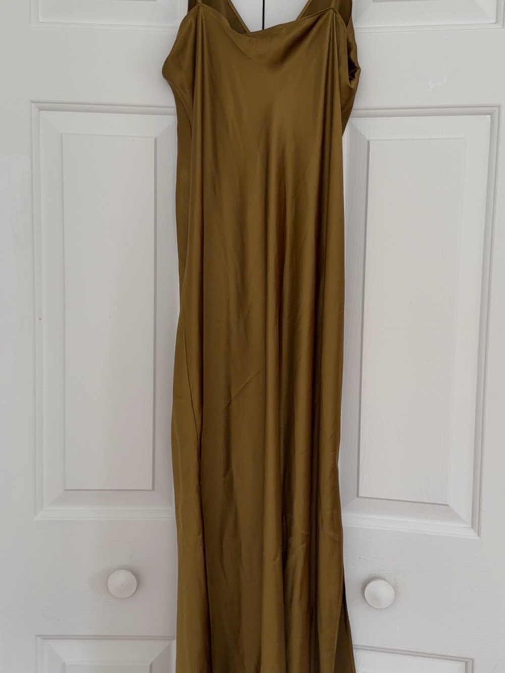 Banana Republic 100% Silk Maxi Slip Dress Bronze Olive Quiet Luxury Petite S - Picture 5 of 6